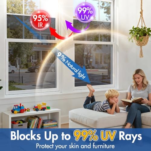 Coavas One Way Privacy Window Film with 3 Tools, Black 23.6"x 118.1" - Image 3