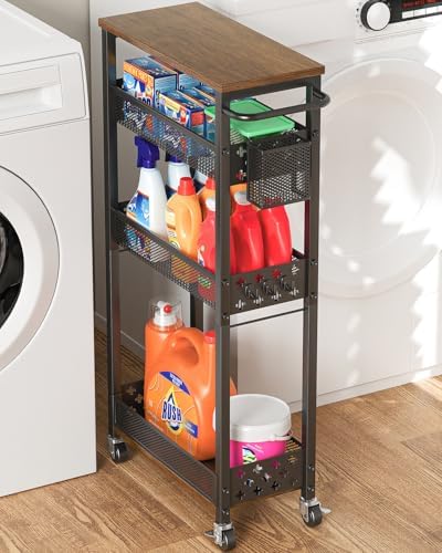 XYZLVSI 4 Tier Slim Storage Cart Laundry Room Organizer for Small Space by XYZLVSI