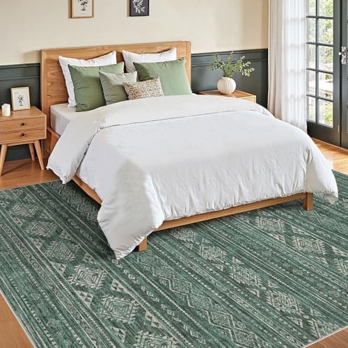Nakagishi Boho 5x7 Area Rug Living Room Rugs Machine Washable Green - Image 5