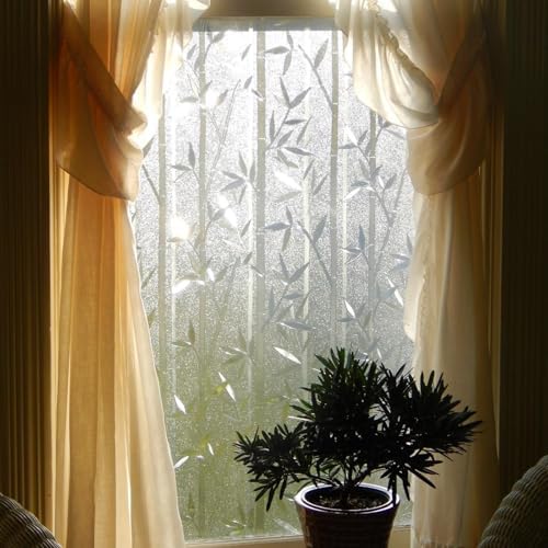 LEMON CLOUD Bamboo Frosted Glass Window Privacy Film, 11.8″ x 78.7″ - Image 7