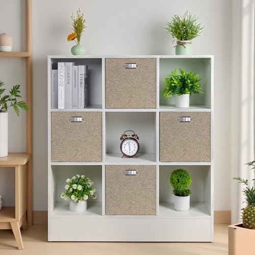 Posprica Collapsible Storage Bins,13×13 Foldable Storage Cube Boxes Fabric Drawer Fabric Storage Bins Vinyl Record Light Coffee, 4 Pack - Image 6