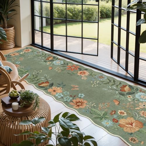 Lahome Floral Washable Runner, 2'6''x8' Soft Hallway Runner Rug Non Slip - Image 3