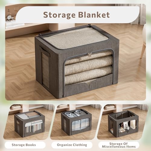 FHSQX 3 Pack Clothes Storage Bins with Metal Frame - Image 3