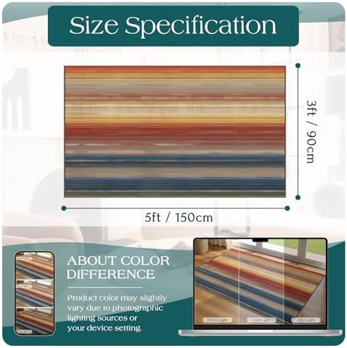 3x5 Ombre Entry Rug - Washable Indoor Outdoor Mats for Front Door - Image 7