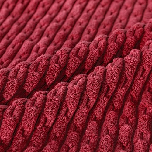 Set of 4 Burgundy Decorative Throw Pillow Covers 20x20 Inch Corduroy Pillow Covers for Bed Couch Sofa Living Room Soft Square Cushion Cases - Image 5