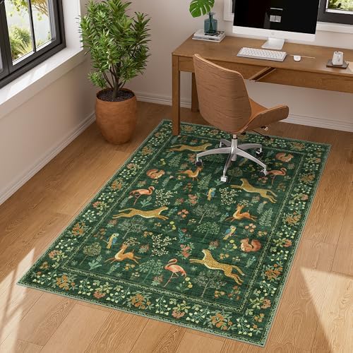 DUKINO 3x4 Rug, Washable Animal Area Rug for Entryway Non Slip, Green - Image 3