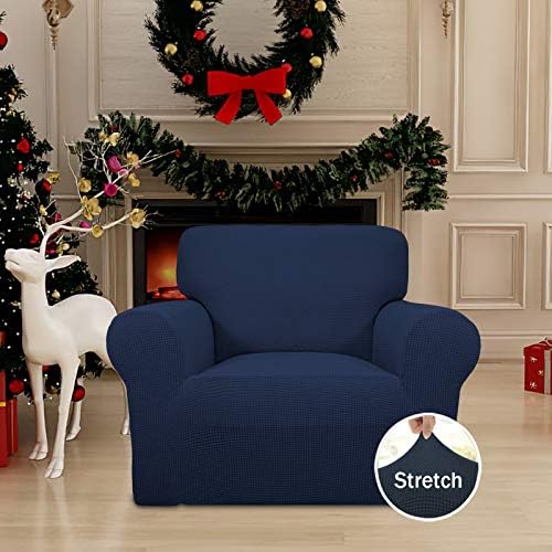 Easy-Going Stretch Chair Slipcover with Arm Washable Navy - Image 2