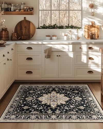 RELEANY Washable Area Rug, 3'x4', Black/Neutral - Image 2