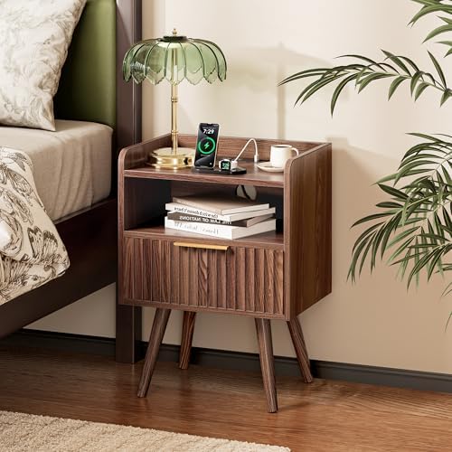 Huuger Nightstand Set of 2 with Charging Station, USB-C Port, End Tables - Image 3