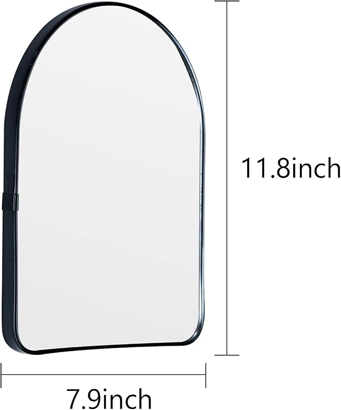 Funly mee Arched Wall Mirror, 7.9 x 11.8 inches, Wall-Mounted Plastic Mirror, for Bathroom and Vanity (Black, 7.9 x11.8) - Image 3