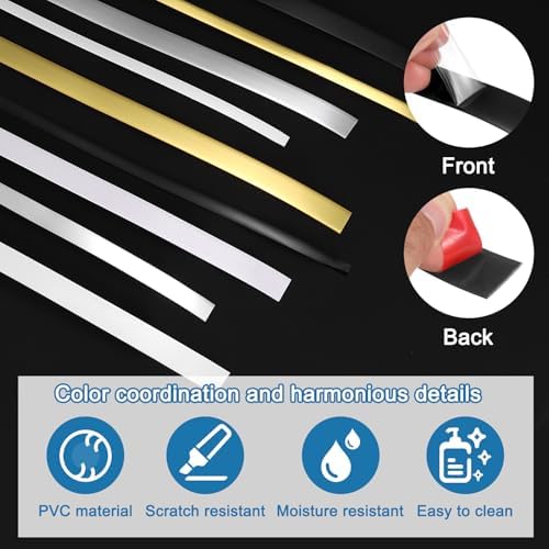 uxcell White Peel and Stick Molding Trim, 0.4 Inch x 19.7 ft Self-Adhesive Mirror Tape, Flexible PVC Border Strip for Wall Decoration Tile Edge Ceiling Floor Frame Furniture Decoration - Image 3