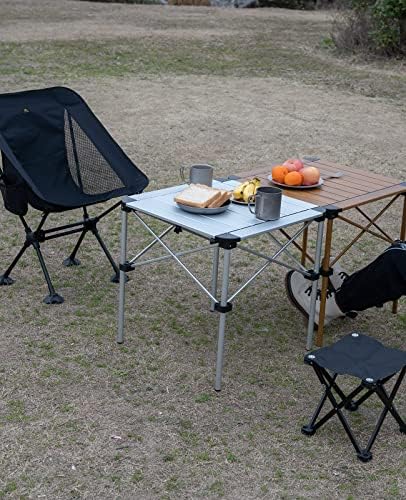 iClimb Lightweight Stable Alu. Folding Square Table Roll Up Top (Silver, M) - Image 2