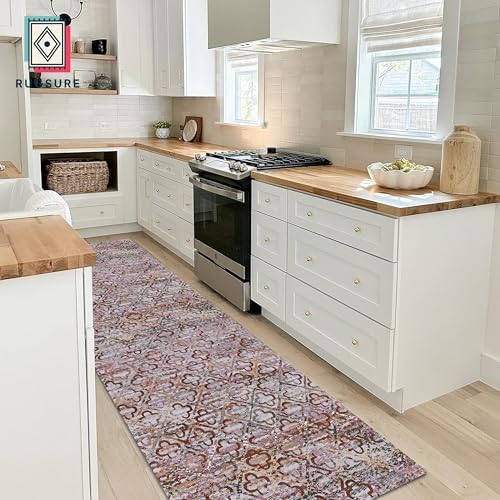 RUGSURE Washable Area Rugs, 2'6'' x 8' - 1/6 Thick - Stain & Water Resistant Non-Slip - Perfect Resistant Rug for Living Room, Bedroom, Nursery, Pet & Child Friendly, Vibrant Colors Rugs, Purple - Image 4