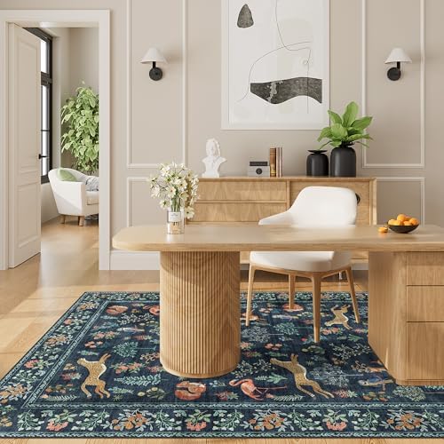 DUKINO 3x5 Rug, Washable Animal Area Rug for Bedroom Non Slip, Navy Blue - Image 6