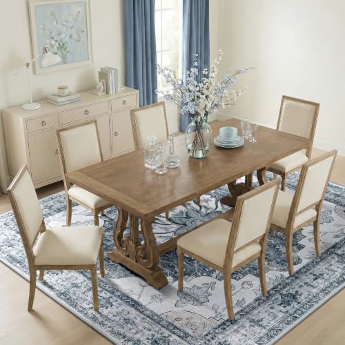 RELEANY Washable Area Rug, Square 8'x8', Grey/White/Beige - Image 2