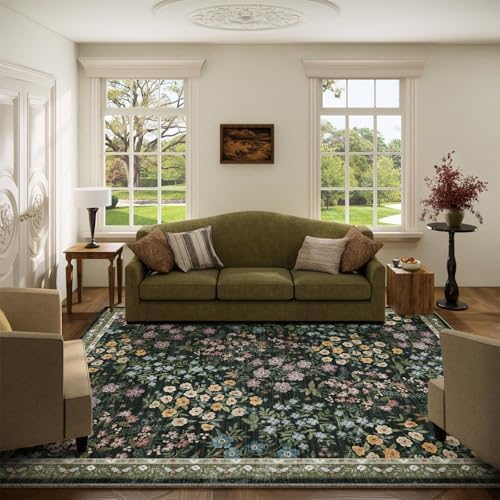 Machine Washable Living Room Rug: 5x7 Area Rugs for Bedroom Non Slip Low Pile Soft Stain Resistant Lightweight Carpet Rugs for Living Room Entryway Kitchen Dining Room Farmhouse Kids Room Nursery by palohom