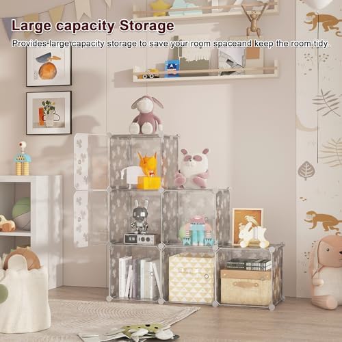 C&AHOME Clover Embossed Storage Organizer with Doors 6-Cube Shelf White - Image 3