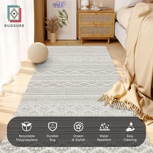 RUGSURE Washable Area Rugs 2'6'' x 8' - 1/6 Thick - Moroccan-Inspired -Stain & Water Resistant Non-Slip - Resistant Rug for Living Room, Bedroom, Nursery, Pet & Child Friendly (Grey) - Image 4