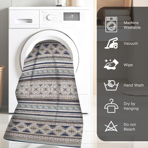 RUGSURE Washable Area Rugs 2'6'' x 8' - 1/6 Thick - Moroccan-Inspired -Stain & Water Resistant Non-Slip - Resistant Rug for Living Room, Bedroom, Nursery, Pet & Child Friendly (Blue and Brown) - Image 7