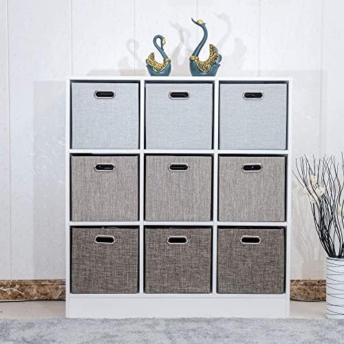 Posprica 3X Thicker Fabric Storage Cubes 13 inch Collapsible Storage Bins for Organization, Cubby Storage Baskets for Organizing Shelf Cabinet Bookcase Boxes, Set of 4, Coffee - Image 5