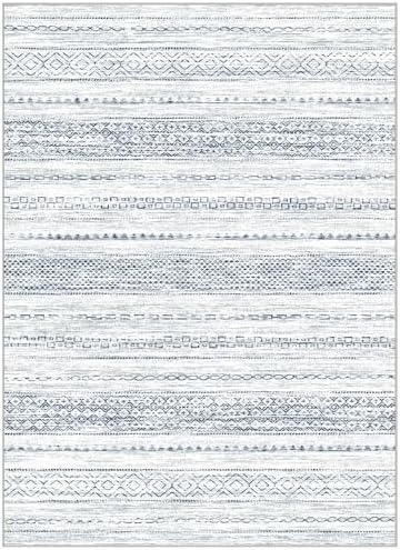 Nakagishi 6x9 Area Rugs Living Room: Washable Boho Large Neutral Soft Farmhouse Rug Stain Resistant Modern Indoor Floor Non-Slip Carpet for Bedroom Nursery Playroom Office Dining Room Dorm-White Blue - Image 6