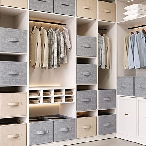 Collapsible Sorage Bins, Storage Cubes Baskets Collapsible Fabric Storage Boxes with Handles for Home and Office (Set of 4, Grey, 15.4 x 11.4 x 7.91inch) - Image 7