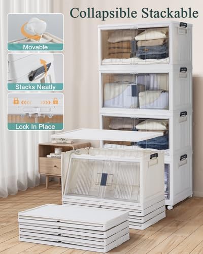 OlarHike 97QT Storage Bins with Lids for Closet, Garage, Shelves, 5 Pack - Image 2