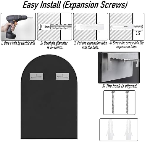 30x20 Bathroom Mirror Arch Wall Mounted/Against Aluminum Frame Silver - Image 6