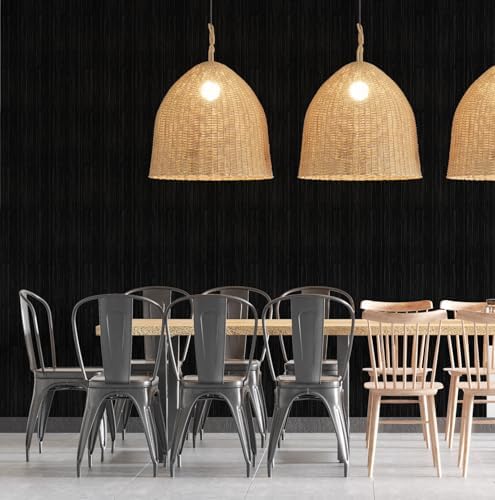 Black Grasscloth Peel and Stick Wallpaper Texture Contact Paper 15.7" X 120" Self-Adhesive Linen Removable Wallpaper Cabinets Counter Top Liners - Image 2