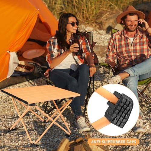Tesouro Portable Camping Table,Folding Side Table Aluminum Top for Outdoor Cooking, Hiking, Travel, Picnic (Apricot-Medium) - Image 7