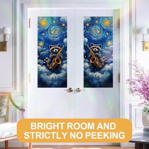 Cmialusie Jazz Raccoon Window Film 39.3 x 17.3 Inch Cling - Image 2
