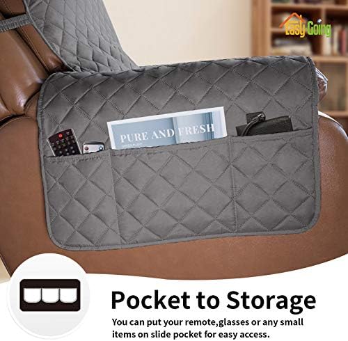 Easy-Going Reversible Couch Cover, Oversized Recliner, Gray/Gray - Image 3
