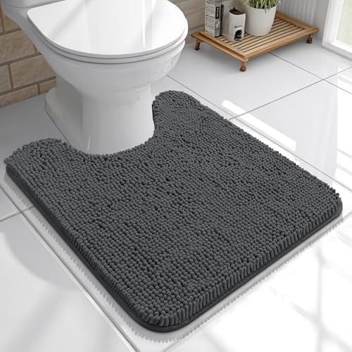 OLANLY Toilet Rugs U-Shaped 20x20, Soft Absorbent Chenille Contour Rugs by OLANLY