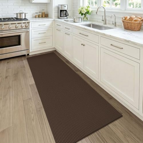 KOZYFLY Woven 2x7 Washable Kitchen Runner Rug, Non Slip Runners for Hallway, Cotton Entryway Runner, Braided Floor Carpet for Entry, Kitchen, Bedside, Hall, Brown/Dark Brown - Image 2