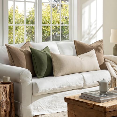 MIULEE Decorative Linen Lumbar Pillow Cover 14x36 Inch Natural Beige - Image 4