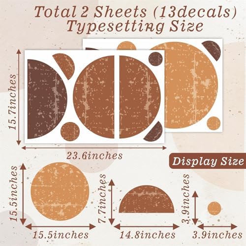 Kazova Large Half Circle Wall Stickers 2 Sheets Vintage Boho Geometric Semicircle Arch Decals Peel and Stick Removable for Bedroom Living Room Headboard Decor - Image 2