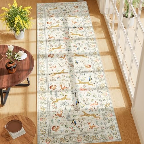 DUKINO 2x7 Runner Rug for Hallway, Washable Kitchen Rugs Non Slip, Beige - Image 3