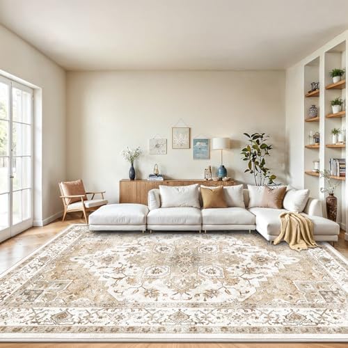 Amada 8x10 Area Rugs, Low-Profile Large Washable Area Rug with Non-Slip Backing & Durable Edge Binding, Vintage Rugs for Living Room, Bedroom, Dinning Room by AMADAHOMEFURNISHING