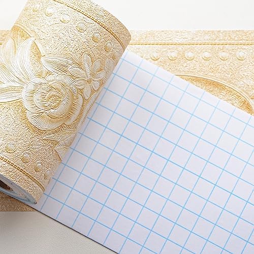 AbaBoorty Beige Floral Wallpaper Border Decor 394"X4.1" Peel and Stick Wall Border Waterproof Tiles Sticker Wallpaper Self Adhesive Removable Wall Stickers for Bedroom Living Room Decor - Image 7