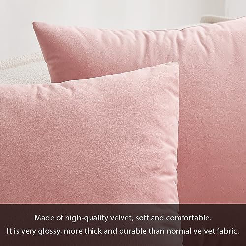 MIULEE 12x20 Inch Lumbar Velvet Throw Pillow Covers Dusty Pink - Image 2