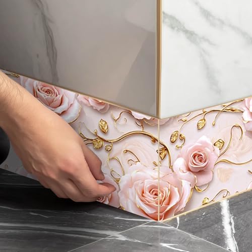 IVN Wallpaper Border Peel and Stick Wall Romantic Pink Rose 4x196 Inch - Image 6
