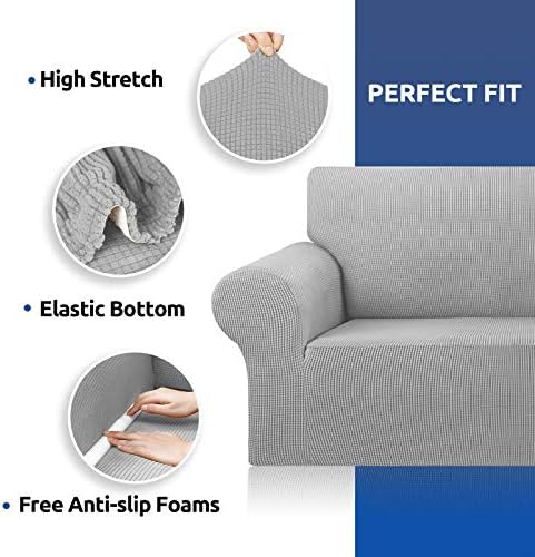KEKUOU Stretch Oversized Couch Covers for Sofa Slipcover,Silver - Image 5