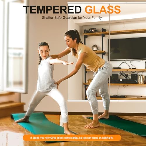 Delma Large Full Body Mirror for Yoga, Frameless Wall-Mounted Glass Panel (60"x25"-White) 2PCS for Home, Garage, Bedroom & Bathroom - Image 3