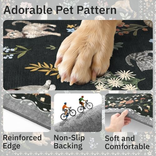 Soalmost Dog 9x12 Area Rugs for Living Room, Washable Animal Soft Rug Black - Image 6