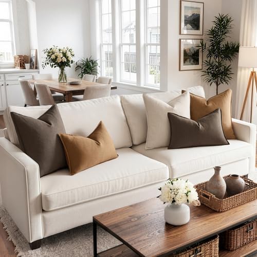 MIULEE Decorative Linen Lumbar Pillow Cover 12x20 Inch Dark Coffee - Image 2
