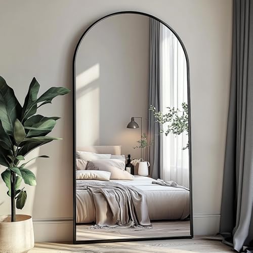 76''x34'' Arched Floor Mirror, Full Body Mirror with Stand, Modern & Contemporary Design, Aluminum Alloy Frame (Black) - Image 2