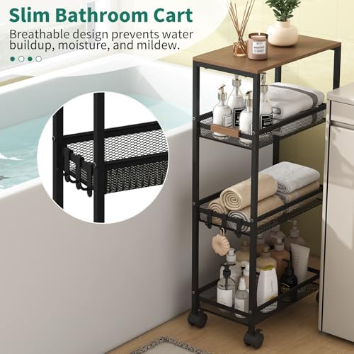 4-Tier Slim Utility Rolling Laundry Cart with Wheels, Easy to Assemble - Image 4