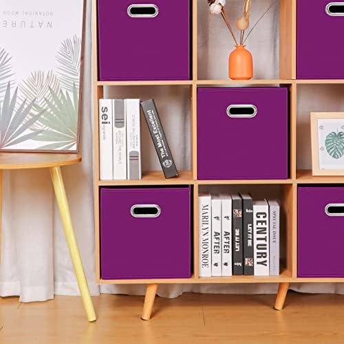 Fabric storage bins Cubes, Fabric Cube Organizer with Handle, Foldable Cube Bins for Cloth or Accessary Storage, 11x11x11, Set of 3, (Purple) - Image 3