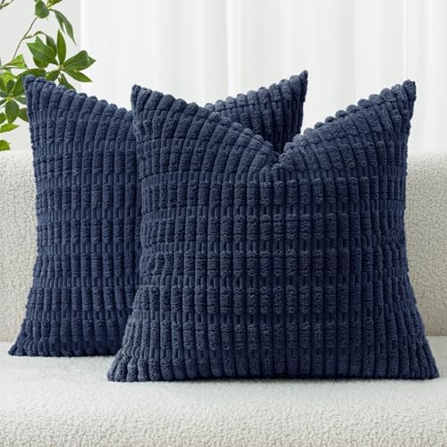 MIULEE Euro Sham Decorative Throw Pillow Covers 26x26 Navy Blue Pack of 2 by MIULEE