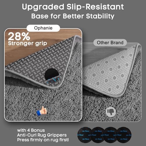 Ophanie 2x6 Washable Runner Rug for Hallway,Non-Slip Fluffy Soft Bedside Rugs, Bedroom Living Room Grey Shaggy Gray Carpet for Kids Girls Boys Dorm Nursery Home Decor Aesthetic - Image 5